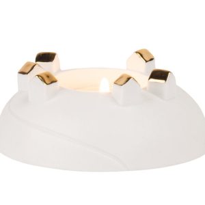 Porcelain Light Village Tealight Holder Gold by Rader