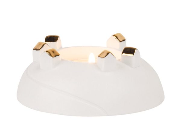 Porcelain Light Village Tealight Holder Gold by Rader