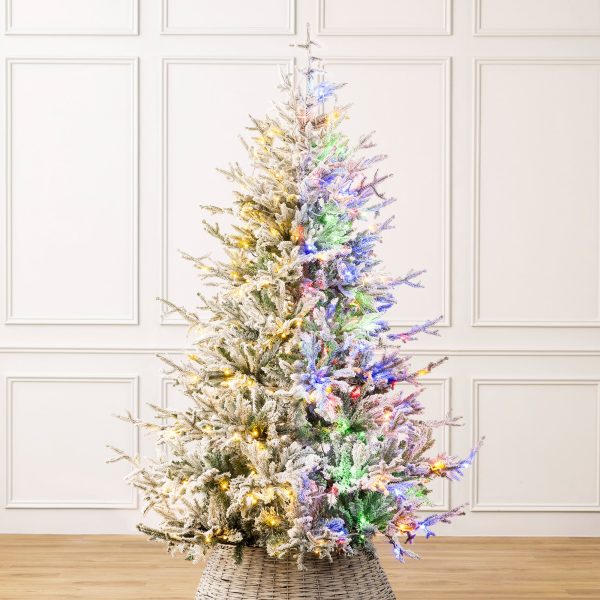 Pre-Lit Verbier Fir Flocked Artificial Christmas Tree