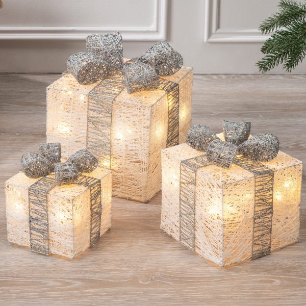 Cotton Light Up Christmas Parcels – Set of 3