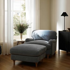 Daphnis Soft Blue Chenille Sofa, 1-Seater