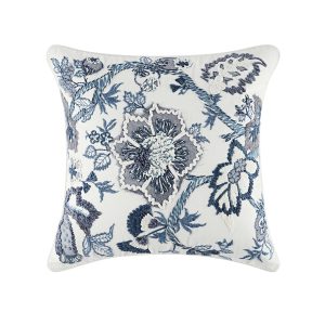 Jaipur Serenity Sky Blue Floral Embroidered Cushion