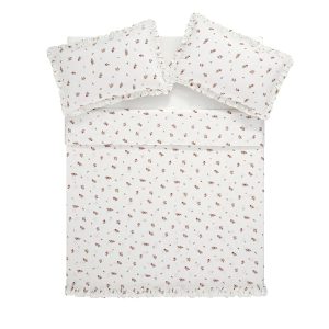 Darcy Rose Ivory White Ruffle Linen Blend Duvet Set