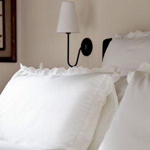 Castillo White Lace 300 Thread Count Cotton Percale Regular Pillowcases - Pair