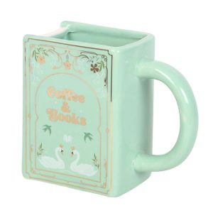 Coffee and Books Green Book Shaped Mug