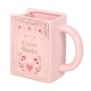 I Love Books Pink Book Shaped Mug