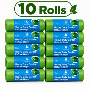 10 Rolls 10PCS Garden Refuse Bags Heavy Duty 46L Green Strong Waste Sacks Bin
