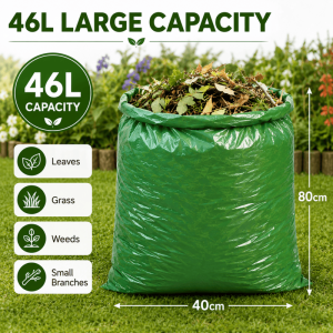 10 Rolls 10PCS Garden Refuse Bags Heavy Duty 46L Green Strong Waste Sacks Bin