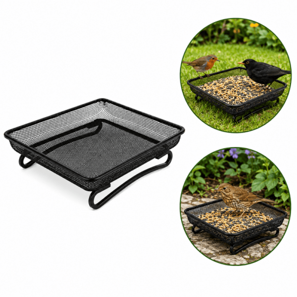 Square Ground Bird Feeder Tray Mesh Feeding Platform