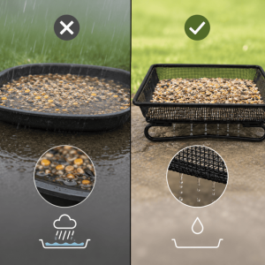 Square Ground Bird Feeder Tray Mesh Feeding Platform