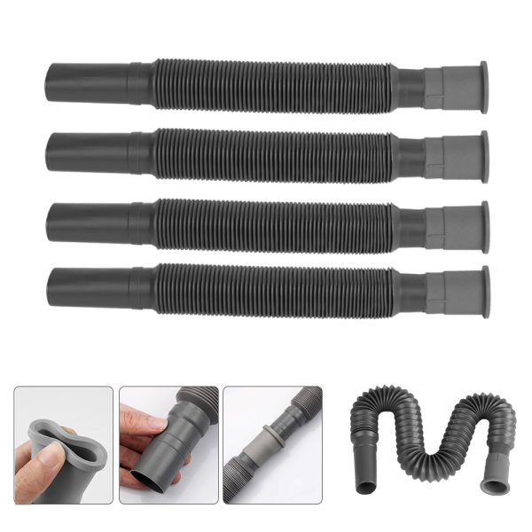 5 Pcs Collapsible Flexible Drainage Waste Water Pipes – Grey