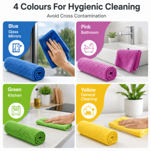 8PCS Microfibre Mop Cloth Set Reusable Cleaning Pads 4 Colour Floor Mop