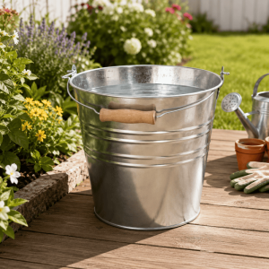 15L Galvanised Steel Bucket Metal Garden Water Utility Bucket Large Capacity