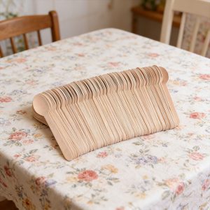100PCS Disposable Wooden Spoons Eco-friendly Natural Recyclable – 15.5cm