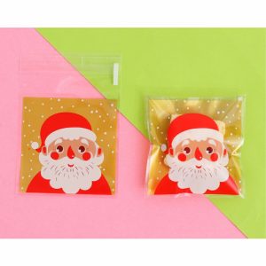 Christmas Cellophane Gift Bags, 100 Pack – Santa Claus · 10x10cm