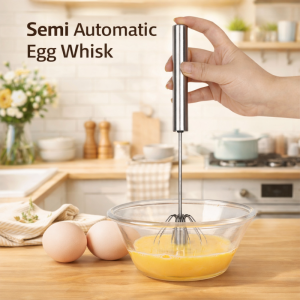 3PCS Egg Beater Semi Automatic Egg Whisk Hand Push Egg Beater Stainless Steel