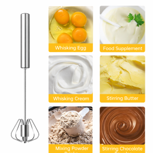 3PCS Egg Beater Semi Automatic Egg Whisk Hand Push Egg Beater Stainless Steel
