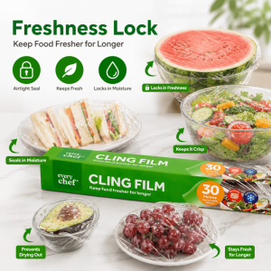 3Pack 30m x 30cm Cling Film Food Wrap Roll Kitchen Plastic Wrap Fresh Food