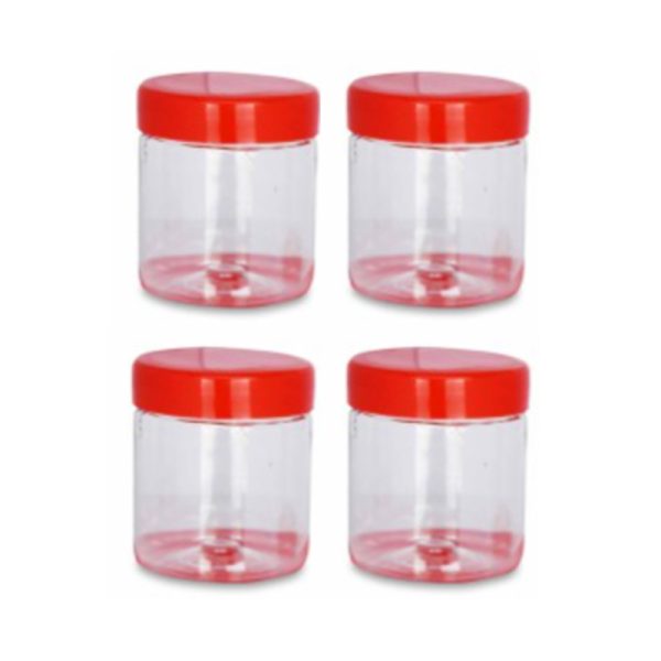 4PCS 300mL Plastic Food Storage Jar with Lids Kitchen Pet Food Storage Jar