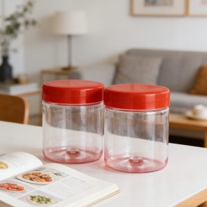 4PCS 300mL Plastic Food Storage Jar with Lids Kitchen Pet Food Storage Jar