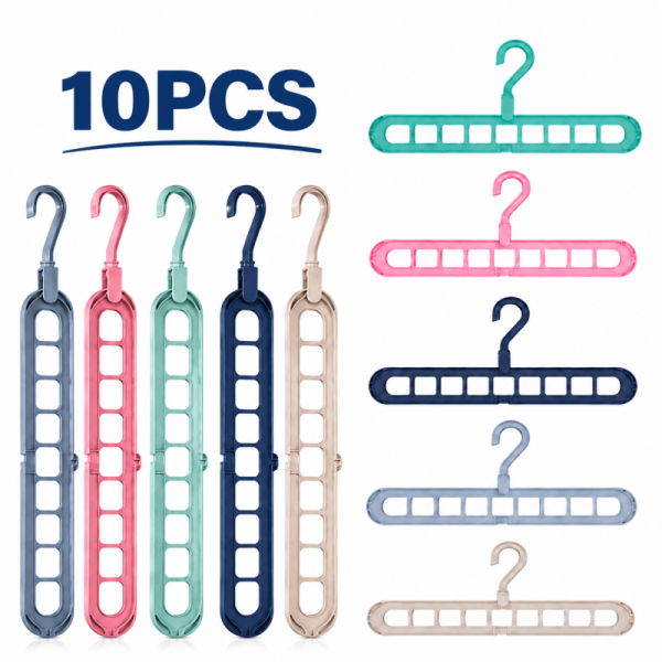 10Pack Clothes Hangers 9 Holes Wardrobe Organiser 360 Rotation Space Saving
