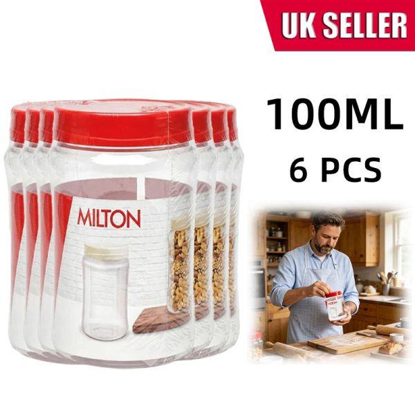 6Pack 100ML Round Pet Jar Plastic Food Storage Jar with Lids Kitchen Reusable