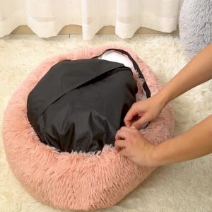 Detachable and Washable Comfy Donut Extra Large Dog Cat Beds – Pink · 80cm