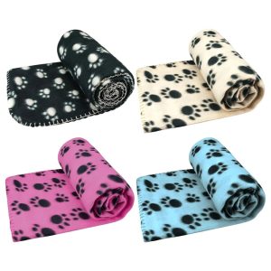 Paw Print Pet Sleeping Comfort Blanket Soft – Random Colour · 119 x 98cm