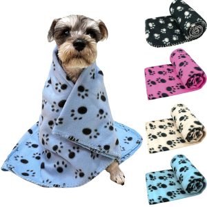 Paw Print Pet Sleeping Comfort Blanket Soft – Random Colour · 119 x 98cm