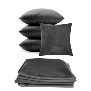 4 Pack Velvet Cushion Cover Square Pillow Decor Bed Sofa – Silver · 45x45cm