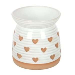 Beige Heart Print Oil Burner