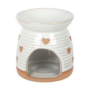 Beige Heart Print Oil Burner