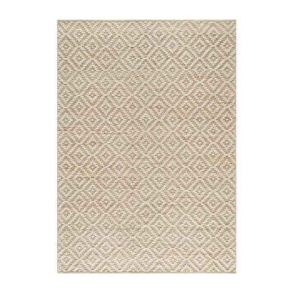 Veneta Natural & Ivory White Diamond Handwoven Wool & Jute Rug