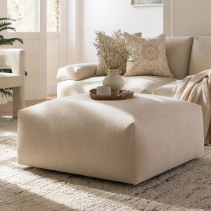 Carlyle Beige Cotton Blend Modular Footstool