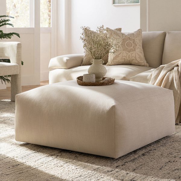 Carlyle Beige Cotton Blend Modular Footstool