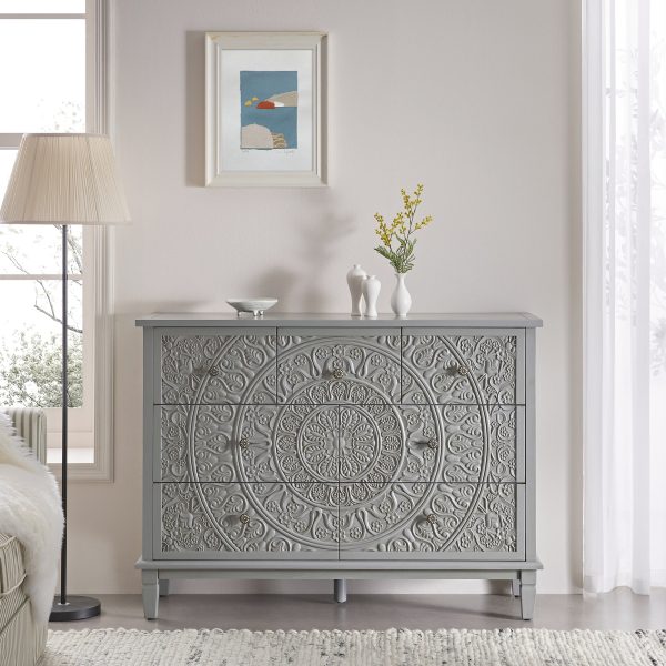 Chantilly Mid Grey Carved 3 over 4 Drawer Chest