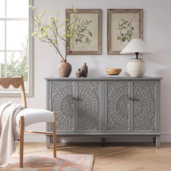 Chantilly Mid Grey Carved Large Sideboard