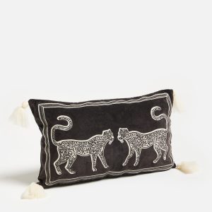 Midnight Cheetah Velvet Cushion Cover – 30 × 50cm