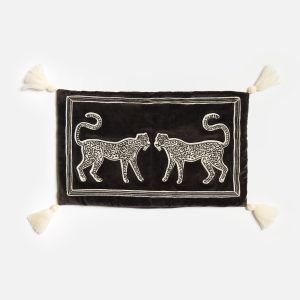 Midnight Cheetah Velvet Cushion Cover – 30 × 50cm