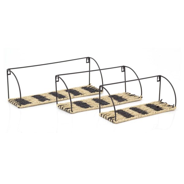 Carousel Home Set Of 3 Metal Rope Shelves Display Shelf Set