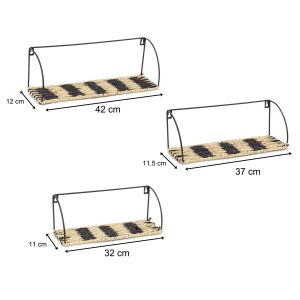 Carousel Home Set Of 3 Metal Rope Shelves Display Shelf Set
