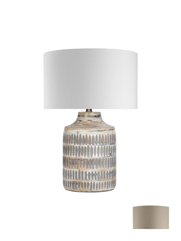Gallio Grey Wash Wood Textured Table Lamp